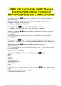 NURS 430 Community Health Nursing Building Partnerships Final Exam Review Questions and Correct Answers