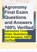 Agronomy Final Exam Questions and Answers 100% Verified