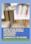 NURS 3110 EXAM 1 MYLAB QUESTIONS (TESTBANK) ANSWERED CORRECTLY TO SCORE A+