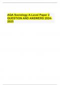 AQA Sociology A-Level Paper 2 QUESTION AND ANSWERS 2024- 2025 Lack of need for jobs in children sectorCorrect answerDemographics - death rates 20m  plan - correct answerBetter health care burden on women Ageing population Grey pound Support with childcare