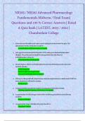 Midterm Exam: NR565/ NR 565 Advanced Pharmacology Care of the Fundamentals Exam | Questions and Verified Answers (2023/ 2024 Update)- Chamberlain