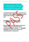 TEXAS WASTEWATER CLASS C NEWEST EXAM LATEST 2024/2025 WITH ACTUAL QUESTIONS AND ANSWERS/ ALREADY GRADE A+