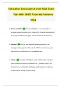 Education Sociology A level AQA Exam Test With 100% Accurate Answers 2024