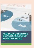 ALL BCOP QUESTIONS & ANSWERS SOLVED 100% CORRECT!!