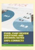 PSMB: PHBP REVIEW QUESTIONS AND ANSWERS RATED 100% CORRECT!!