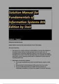 Solution Manual for Fundamentals of Information Systems 8th Edition by Stair