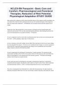 NCLEX-RN Passpoint - Basic Care and Comfort, Pharmacological and Parenteral Therapies, Reduction of Risk Potential, Physiological Adaptation STUDY GUIDE 2024/2025