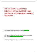 BSC 371 EXAM 1 EXAM LATEST  2024/2025 ACTUAL QUESTIONS AND  CORRECT DETAILED ANSWERS ALREADY  GRADED A+