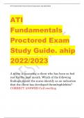 ATI  Fundamentals  Proctored Exam  Study Guide. ahip  2022/2023