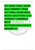 ATI PEDS FINAL EXAM  2024 NEWEST /PEDS  ATI FINAL EXAM REAL  EXAM QUESTIONS AND  CORRECT ANSWERS  WITH  RATIONALES|ALREADY  GRADED A+