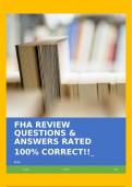 FHA REVIEW QUESTIONS & ANSWERS RATED 100% CORRECT!!