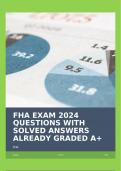 FHA EXAM 2024 QUESTIONS WITH SOLVED ANSWERS ALREADY GRADED A+