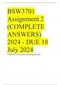 BSW3701 Assignment 2 (COMPLETE ANSWERS) 2024 - DUE 18 July 2024