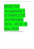 BSW3701 Assignment 2 (COMPLETE ANSWERS) 2024 - DUE 18 July 2024