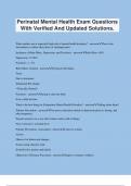 Perinatal Mental Health Exam Questions With Verified And Updated Solutions.