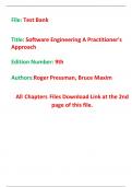 Test Bank for Software Engineering A Practitioner's Approach 9th Edition By Roger Pressman, Bruce Maxim (All Chapters, 100% Original Verified, A+ Grade)