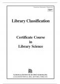 LIBRARY CLASSIFICATION CERTIFICATE COURSE IN LIBRARY SCIENCE