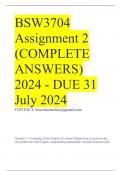 BSW3704 Assignment 2 (COMPLETE ANSWERS) 2024 - DUE 31 July 2024