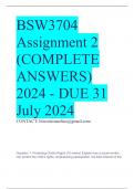 BSW3704 Assignment 2 (COMPLETE ANSWERS) 2024 - DUE 31 July 2024