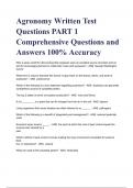 Agronomy Written Test Questions PART 1 Comprehensive Questions and Answers 100% Accuracy