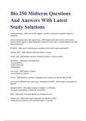 Bio 250 Midterm Questions And Answers With Latest Study Solutions