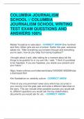 COLUMBIA JOURNALISM  SCHOOL // COLUMBIA  JOURNALISM SCHOOL WRITING  TEST EXAM QUESTIONS AND  ANSWERS 100%