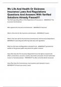 Wv Life And Health Or Sickness Insurance Laws And Regulations Questions And Answers With Verified Solutions Already Passed!!!