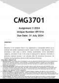 CMG3701 Assignment 3 (ANSWERS) 2024 - DISTINCTION GUARANTEED