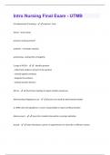 Intro Nursing Final Exam - UTMB Questions With 100% Correct Answers