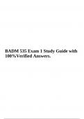 BADM 535 Exam 1 Study Guide with 100%Verified Answers.