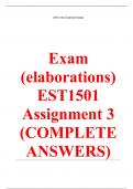 EST1501 Assignment 3 (COMPLETE ANSWERS) 2024 - DUE 31 July 2024 ;100% TRUSTED workings, explanations and solutions. 