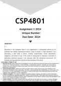 CSP4801 Assignment 3 (ANSWERS) 2024 - DISTINCTION GUARANTEED