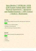 Quiz Module 7: NUR2180 / NUR 2180 (Latest Update 2024 / 2025) Physical Assessment | Questions and Verified Answers | 100% Correct | Grade A - Rasmussen