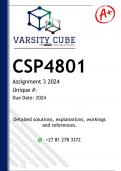 CSP4801 Assignment 3 (DETAILED ANSWERS) 2024
