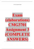 CMG3701 Assignment 3 (COMPLETE ANSWERS) 2024 (891516) - DUE 31 July 2024 ;100% TRUSTED workings, explanations and solutions.......... 