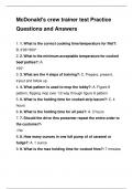 McDonald's crew trainer test Practice Questions and Answers