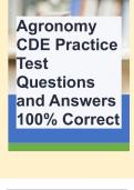 Agronomy CDE Practice Test Questions and Answers 100% Correct