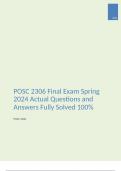 POSC 2306 Final Exam Spring 2024 Actual Questions and Answers Fully Solved 100%