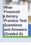 Wise Financial Literacy Practice Test Questions and Answers (Graded A)