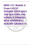 BIOD 151 Module 6  Exam LATEST  VERSION 2024-2025  100 QUESTION AND  CORRECT ANSWERS  WITH RATIONALES ALREADY GRADED A+