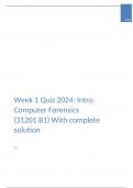 Week 1 Quiz 2024: Intro Computer Forensics (31201.B1) With complete solution