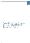 Week 2 Quiz: Intro Computer Forensics (31201.B1) Fully Solved 2024 Version