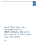 Week 7 Final Exam: Intro Computer Forensics (31201.B1) Latest 2024/2025 Actual Questions and Answers Fully Solved 100%