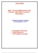 Test Bank for Basic Technical Mathematics with Calculus, 12th Edition Washington (All Chapters included)