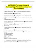 NURS 2003 Pathophysiology & Pharmacology Review Questions and Correct Answers