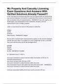 Wv Property And Casualty Licensing Exam Questions And Answers With Verified Solutions Already Passed!!!