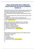 FINAL EXAM EAQS WITH COMPLETE QUESTIONS AND ACCURATE ANSWERS RATED A+FINAL EXAM EAQS WITH COMPLETE QUESTIONS AND ACCURATE ANSWERS RATED A+