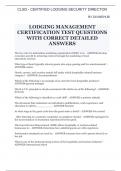 LODGING MANAGEMENT CERTIFICATION TEST QUESTIONS WITH CORRECT DETAILED ANSWERS