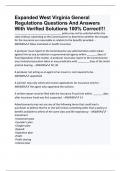 Expanded West Virginia General Regulations Questions And Answers With Verified Solutions 100% Correct!!!