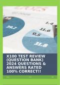 X100 TEST REVIEW (QUESTION BANK) 2024 QUESTIONS & ANSWERS RATED 100% CORRECT!!